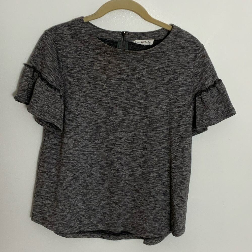 THML Grey flutter sleeve top